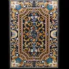 5'x2.5' Black Marble Dining Center bird Table Top Inlay lapis sofa center table