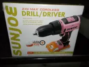 SUNJOE 24v Max Cordless Drill AND 40 PC driver BIT SET ~ PINK~ Brand new in box