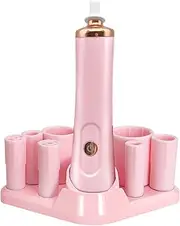 Pink Nail Lacquer Shaker, Nail Polish Mixer, Portable Electric Eyelash Glue Shaker with 2 Connectors and 8 Sizes of Caliber Liquid Evenly Mixer for Eyelash Extension Lash Glue Ink