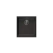 Enigma N100M Granite Kitchen Sink - 430 x 460mm Single Bowl - Deep Black - Top/Under Mount