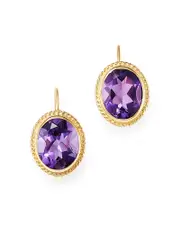 Bloomingdale's Fine Collection Amethyst Bezel-Set Earrings in 14K Yellow Gold