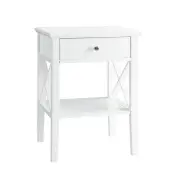 Hailey 1-Drawer Bedside Nightstand End Lamp Side Table - White