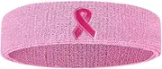 BBASILIYSD Breast Cancer Awareness Sweatbands Set,Pink Ribbon Wristbands Sports Sweatband,Pink Sports Sweat Absorbent Set,for Working Out,Football, Basketball,Running Athletic Sports