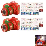 2pcs Toy Christmas Projector Cartoon Light Up Santa Claus Pattern Christmas Projection Toys-Red