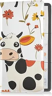 [Caihoyu] Leather Auto Registration Insurance & ID Card Holder Men Women Truck Accessories for Driver License, Cards & Essential Documents Cartoon Funny Cow