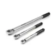 TEKTON Torque Wrench Set Fixed Reversible Durable Steel in Chrome (3-Piece)