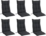 vidaXL Highback Chair Cushions - Set of 6 Black Oxford Fabric, Durable Water-Resistant Pads for Garden Seating/Patio Furniture, Indoors, Outdoor, Office