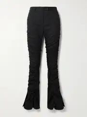 [Acne Studios] Acne Studios - Gathered Linen-blend Flared Pants - Black - EU 34 EU 34 Black