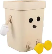 Parliky Cute Trash Bin Trash Container Trash Can Large Capacity Waste Bin Plastic Cartoon Garbage Bin for Living Room