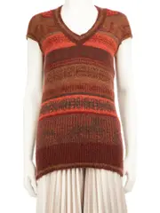 Brown Cashmere Logo Pattern Knit Vest