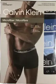 Calvin Klein Men's Underwear 4-Pack Microfiber Low Rise Trunk, Blue/Multi, S