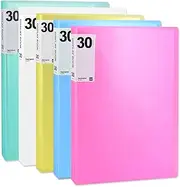 Smarpau Display Book Binder with Plastic Sleeves 5 Pack Presentation Book Art Portfolio Folder with Plastic Sleeves Sheet Protectors 8.5" x 11" for Document Artwork