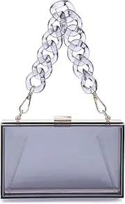 [Funky Junque] Square Box Clutch Chain Strap Crossbody Purse Evening Handbag Bag