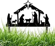 Nativity Silhouette Display - Metal Nativity Scene Outdoor | Yard Nativity Scene, Nativity Garden Stakes, Decor Theme Nativity Garden Stakes, Silhouette Yard Stakes Sign For Home Decorations