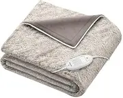 Beurer HD75 Cosy Nordic Electric Throw - Marl Taupe | Breathable faux fur Throw for Sofa and Bed | Heating Blanket with Ultra-Soft Fleece Fibres | Automatic Switch-Off | Machine-Washable | 180 x 130cm