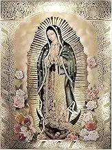 Vintage Tin Sign Metal Plaque Our Lady of Guadalupe Body Portrait Roses Metal Sign Iron Painting Retro Wall Decor Poster for Home Hotel Cafes Sign Gift 8x12 Inch
