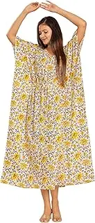 [Magic bedding] 100% Cotton Kaftan for Women Loose Fit, Bohemian Beachwear Lightweight Beach Cover-Up Maxi Beach Dresses Plus Size Kaftan Dress for Women