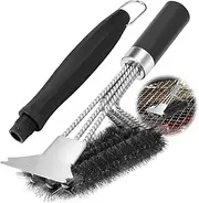 BBQ Grill Brush, Stainless Steel 17 inch Barbecue Cleaning Brush Wire Bristles & Removable Handle, Perfect Cleaner & Scraper for Grill Cooking Grates (Long Brush)