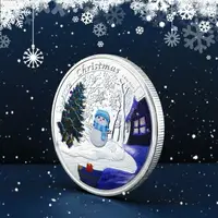 在飛比找樂天市場購物網優惠-圣誕小雪人彩色硬幣 伊麗莎白紀念幣銀幣平安夜小禮品牙仙彩銀幣