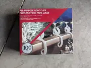 100 Light Clips All Purpose for Gutters Shingles LED Rope Icicle or Mini Lights