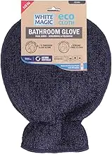 White Magic Eco Cloth Bathroom Cleaning Glove, Denim - Dual-Sided Scrubbing & Polishing, Chemical-Free Streak-Free Clean, Made with Recycled Plastic, Machine Washable, 26x20.5cm