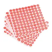 Number Sticker 1-100 Label Number Self Adhesive Red White, Pack of 25