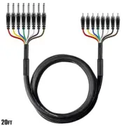 20FT 8-Channel 6.35mm 1/4" TS Mono Male to RCA Male Recording Audio Snake Cable