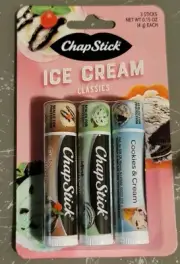 Chapstick Lip Balm Ice Cream Classics Fudge Sundae,Mint Chip & Cookies & Cream