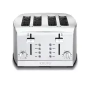 Krups Toaster Stainless Steel 4-Slice Wide Slot Breakfast Kitchen Silver Color