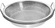 Kichvoe 1 Set Mesh Drain Pan Fry Crisper Basket Roasting Tray Smokeless Grill Pan Oil Drip Crisper Tray Vegetable Drainer Kitchen Colander Stainless Steel French Fries Barbecue