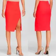 BARDOT Front Split High Waist Pencil Skirt in Neon Fusion Pink Sz M/8