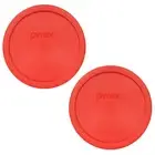 Pyrex 323-PC 1.5qt Red Round Plastic Storage Lid Cover 2PK for Glass Mixing Bowl