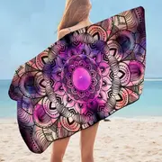 Purple Space Mandala Microfiber Beach Towel