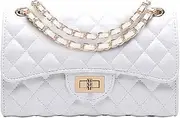[Eveupp] Quilted Purse with Chain Strap Black Crossbody Bags for Women Faux Leather Shoulder Bag Clutch Purses