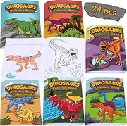 Nezyo 24 Pieces Mini Dinosaur Coloring Books for Kids, Dino Painting Drawing Book Small Color Booklets Party Favors Coloring Book Designs for Boys and Girls Creative Activity Birthday Party Supplies