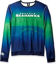 NFL Mens Forever Collectibles: Printed Gradient Crew Neck Sweater, Seattle Seahawks, Large