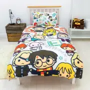 Harry Potter Scene Single Duvet Cover Set Comic Style Kids Bedding 2-in-1 Design