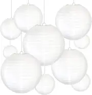 Novelty Place 10pcs White Paper Lanterns - Great Home Party Wedding Decorations