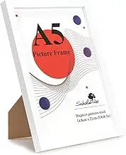 1 Pack A5 Frame White, Wooden A5 Photo Frames, White Picture Frames 21 X 14.8 cm, A5 Picture Frames with Stand Tabletop or Wall Hanging