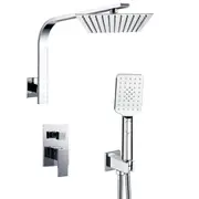 WELS Square 2in1 Combo 8/10/12" Rain Shower Head Handheld Gooseneck Arm Holder Set