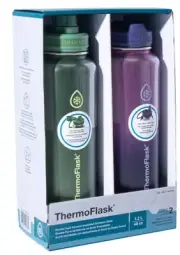 NEW ThermoFlask 40oz. Insulated Stainless Steel Bottle , 2-pack/Green & Purple