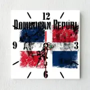 Dominican Republic Flag Wall clock patriots Wooden Tile Watch Support Décor