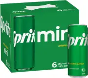 Sprite Lemonade Soft Drink Mini Can Multipack 6 X 250 Ml