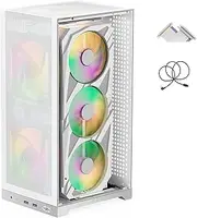 ShinySnake L400 Mesh ITX Computer Chassis - 12.1L Compact Gaming Case, Enhanced Airflow Mesh Panels, 350mm Vertical GPU, ATX/SFX PSU Compatibility, PCIe 3.0 Riser & DP 1.4 Cable, White