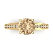 2.21 ct Round Cut Yellow Moissanite Promise Bridal Wedding Ring 14k Yellow Gold