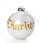 White Feather Glass Personalised Christmas Bauble, Christmas Tree Decoration