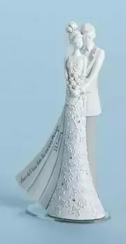 Roman Language of Love "My LOVE" 6.2" Bride & Groom Cake Topper Wedding w Verse