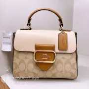 NWT Coach Morgan Top Handle Satchel Bag In Blocked Signature Canvas CR327