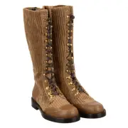 Dolce & Gabbana Corduroy Flat Boots Shoes Braun 40 US 10 12609