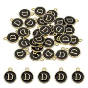 Letter Charm, 30 Pcs Capital Initial Alphabet D Letter Charm for Bracelet, Black